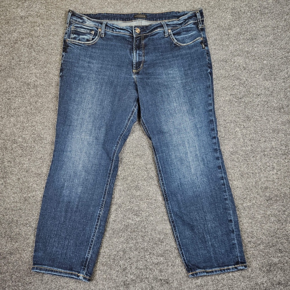 Silver Boyfriend Jeans Women's 18 L27 Dark Wash Stretch Denim High‎ Rise Blue